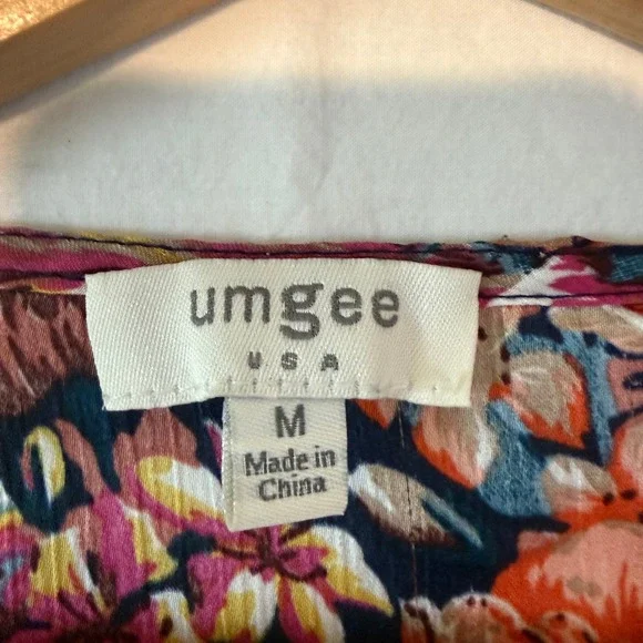 UMGEE Women Medium Navy Floral Twist Front Kimono Sleeve Top Oversized Bloomcore - Picture 3 of 8